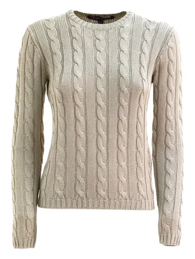 Polo Ralph Lauren Cable-knit Crew-neck Sweater In Neutral