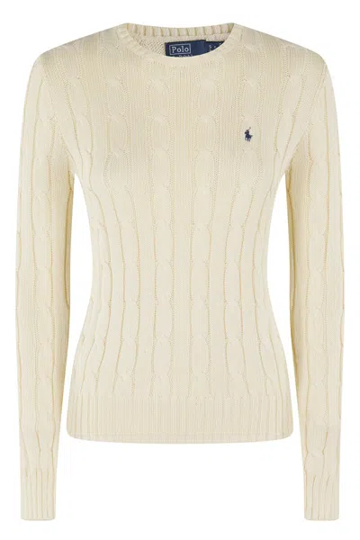 Polo Ralph Lauren Cable Knit Crew Neck Sweater In Neutrals