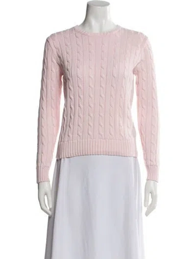 Pre-owned Polo Ralph Lauren Cable Knit Crew Neck Sweater In Pink