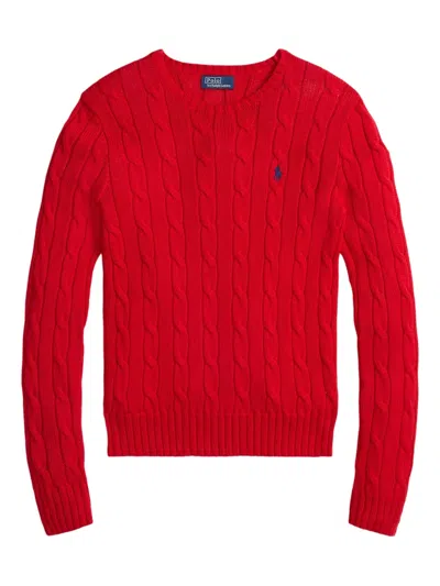 Polo Ralph Lauren Cable-knit Crew-neck Sweater In Red