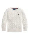 Polo Ralph Lauren Big Boys Cable Knit Sweater In White