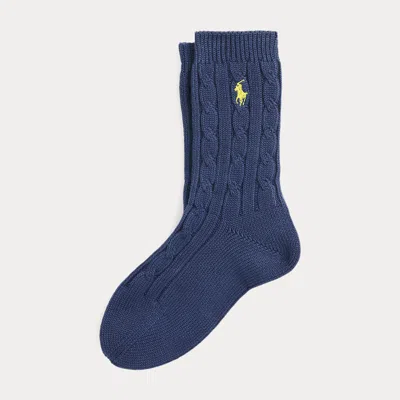 Polo Ralph Lauren Cable-knit Crew Socks In Blue
