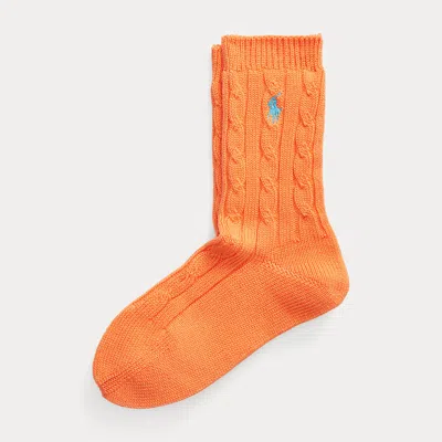 Polo Ralph Lauren Cable-knit Crew Socks In Orange