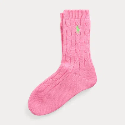 Polo Ralph Lauren Cable-knit Crew Socks In Pink