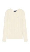 Polo Ralph Lauren White Cable Knit Crewneck Sweater With Pony Embroidery On The Front In Wool And Cashmere Man In Andover Cream