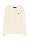 Polo Ralph Lauren White Cable Knit Crewneck Sweater With Pony Embroidery On The Front In Wool And Cashmere Man In Andover Cream