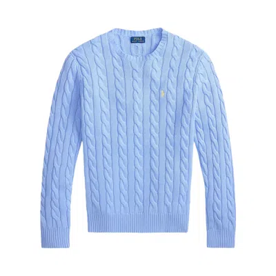 Pre-owned Polo Ralph Lauren Cable Knit Crewneck Sweater 'austin Blue' | Men's Size S
