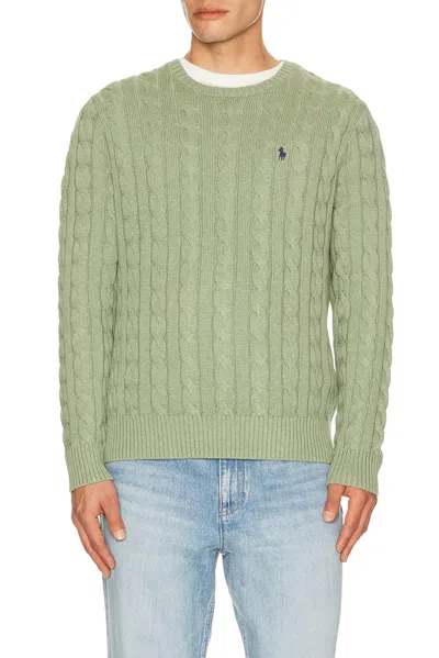 Polo Ralph Lauren Cable Knit Crewneck Sweater In Green