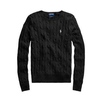 Pre-owned Polo Ralph Lauren Cable Knit Crewneck Sweater 'polo Black' | Women's Size Xl