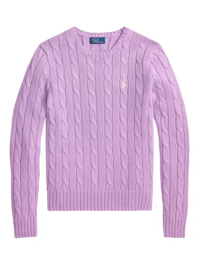 Polo Ralph Lauren Cable-knit Crewneck Sweater In Purple