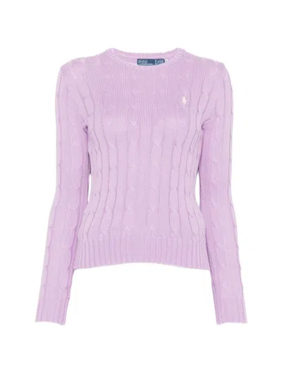 Polo Ralph Lauren Cable-knit Crew-neck Sweater In Purple