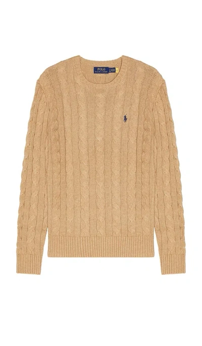 Polo Ralph Lauren Iconica Maglia A Trecce Lana E Cashmere. Regular-fit. Girocollo. Sweater In Nude