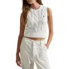 Polo Ralph Lauren Cable Knit Crop Cotton Sweater Vest In White