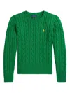 Polo Ralph Lauren Cable-knit Elbow-patch Cotton Sweater In Green