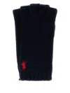 Polo Ralph Lauren Midnight Blue Wool Blend Gloves In Black