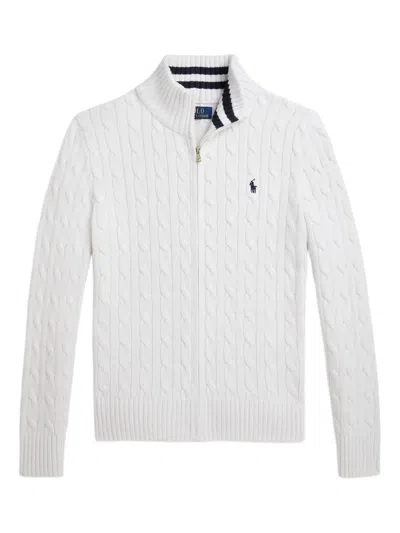 Polo Ralph Lauren Cable-knit Full-zip Cardigan In White