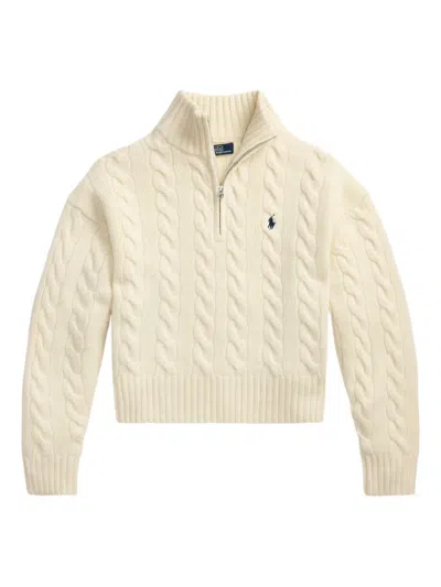Polo Ralph Lauren Cable-knit Half-zip Sweater In Neutral