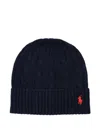 Polo Ralph Lauren Cable Knit Hat With Ribbed Brim In Black
