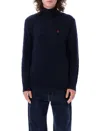 Polo Ralph Lauren Cable Knit Turtleneck Sweater In Blue