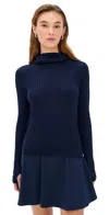 Polo Ralph Lauren Cable Knit Hooded Sweater Refined Navy In Blue