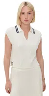 Polo Ralph Lauren Cable-knit Sleeveless Polo Shirt In White Splash/refined Navy