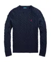 Polo Ralph Lauren Blue Crewneck Sweater With Pony Embroidery On The Front And Woven Knit In Black