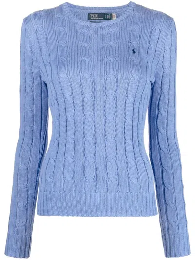 Polo Ralph Lauren Cable Knit Sweater With Round Neckline In Blue