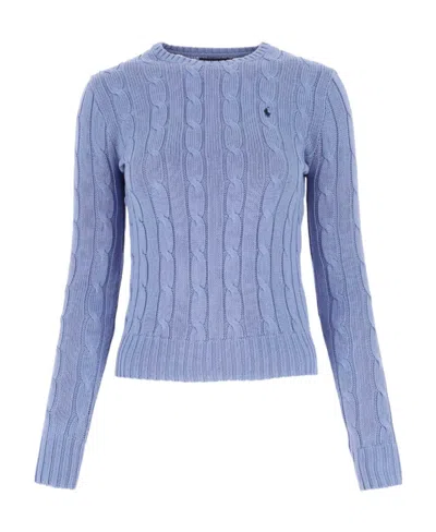 Polo Ralph Lauren Cable-knit Slim Fit Cotton Crewneck Jumper Clothing In Blue