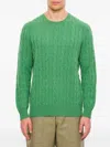Polo Ralph Lauren Ralph Lauren Green Braided Cotton Sweater In Green