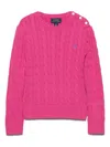 Polo Ralph Lauren Polo Pony Cable-knit Jumper In Pink & Purple
