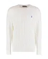 Polo Ralph Lauren Textured Cable Knit Sweater With Round Neckline And Fitted Silhouette In White