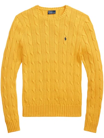 Polo Ralph Lauren Cable-knit Cotton Crewneck Sweater In Trainer Yellow