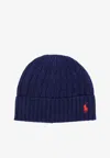 Polo Ralph Lauren Wool Blend Cable Knit Beanie Hat In Blue