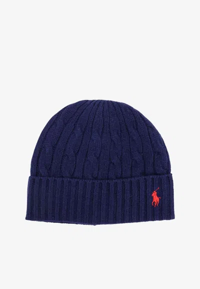 POLO RALPH LAUREN CABLE KNIT LOGO BEANIE