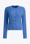 Polo Ralph Lauren Cable Knit Logo Cardigan In Blue