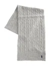 Polo Ralph Lauren Cable-knit Logo Scarf In Gray