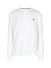 Polo Ralph Lauren Textured Cable Knit Sweater With Round Neckline And Fitted Silhouette In White
