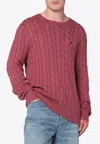 Polo Ralph Lauren Prune Juice Coloured Cotton Cable-knit Jumper In Pink