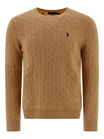 Polo Ralph Lauren Iconica Maglia A Trecce Lana E Cashmere. Regular-fit. Girocollo. Sweater In Nude