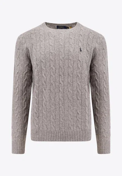 POLO RALPH LAUREN CABLE KNIT LOGO SWEATER