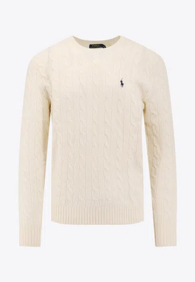 POLO RALPH LAUREN CABLE KNIT LOGO SWEATER