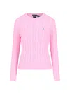 Polo Ralph Lauren Cable Knit Crew Neck Sweater Knitwear Rose In Pink