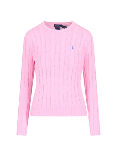 POLO RALPH LAUREN POLO RALPH LAUREN CABLE-KNIT LOGO SWEATER – PINK