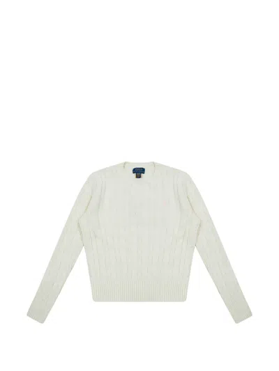 Polo Ralph Lauren Kids' Cable Knit Logo Sweater In White