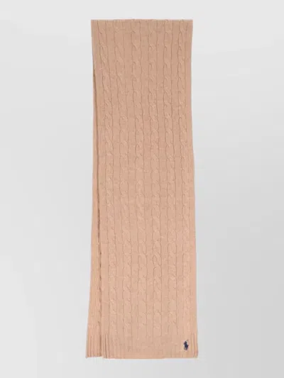 Polo Ralph Lauren Cable Knit Long Rectangular Scarf Lightweight In Brown