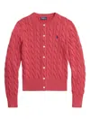 Polo Ralph Lauren Cable-knit Cotton Crewneck Cardigan In Multi