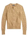 Polo Ralph Lauren Cable-knit Cotton Crewneck Cardigan Clothing In Neutral
