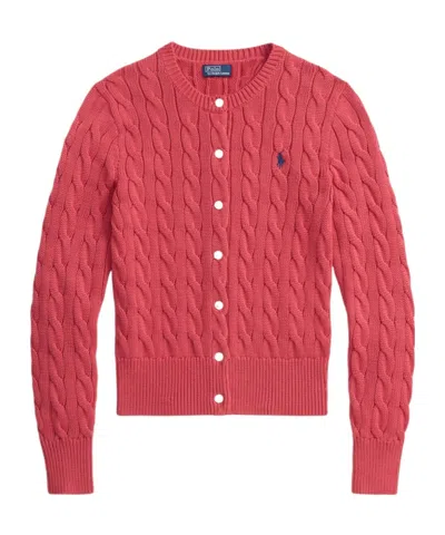 Polo Ralph Lauren Cable-knit Long-sleeve Cardigan In Red