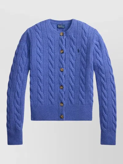 Polo Ralph Lauren Cable Knit Long Sleeve Lightweight Cardigan In Blue
