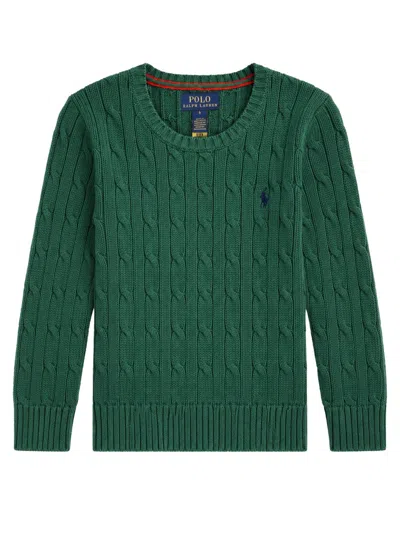 Polo Ralph Lauren Cable Knit Long Sleeve Mini Sweater For Baby In Green